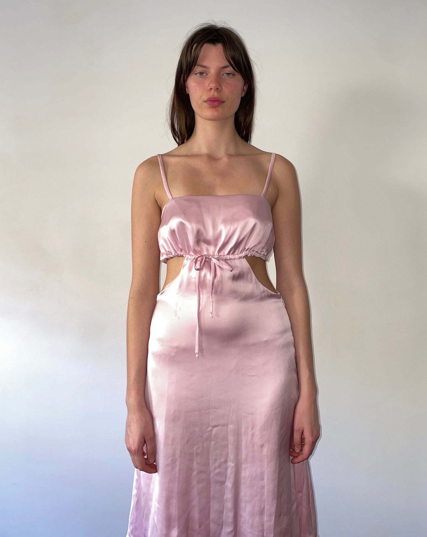 Silk Midi Dress in Pink